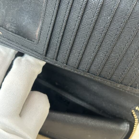 Michael Kors Jet Set Continental Large Black Wallet Pebbled Leather Zippered - Picture 13 of 15